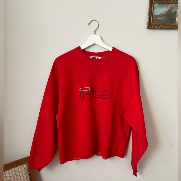 Vintage Red FILA cropped sweatshirt - streetwear style - Picture 1 of 6